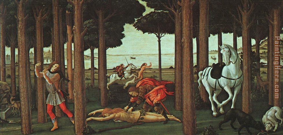 The Story of Nastagio degli Onesti painting - Sandro Botticelli The Story of Nastagio degli Onesti art painting